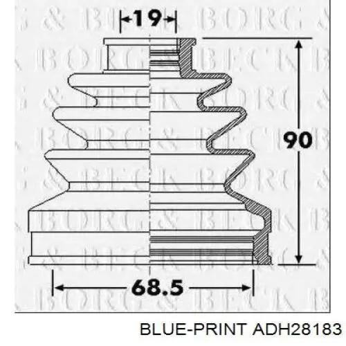 Купить ADH28183 Blue Print Пыльник гранаты внутренний, передней полуоси