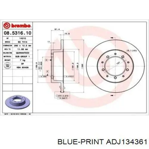 ADJ134361 Blue Print Диск тормозной передний