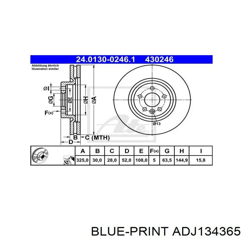 ADJ134365 Blue Print disco do freio dianteiro