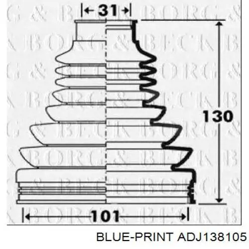 Пыльник наружной гранаты, задней полуоси Blue Print ADJ138105 цена, от 21.56 USD