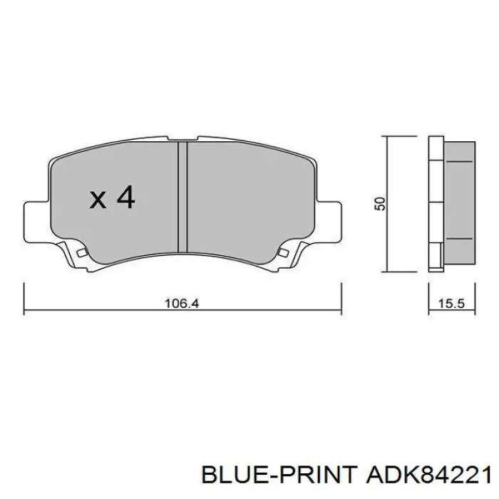ADK84221 Blue Print колодки тормозные передние дисковые
