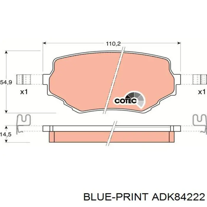 Передние тормозные колодки ADK84222 Blue Print