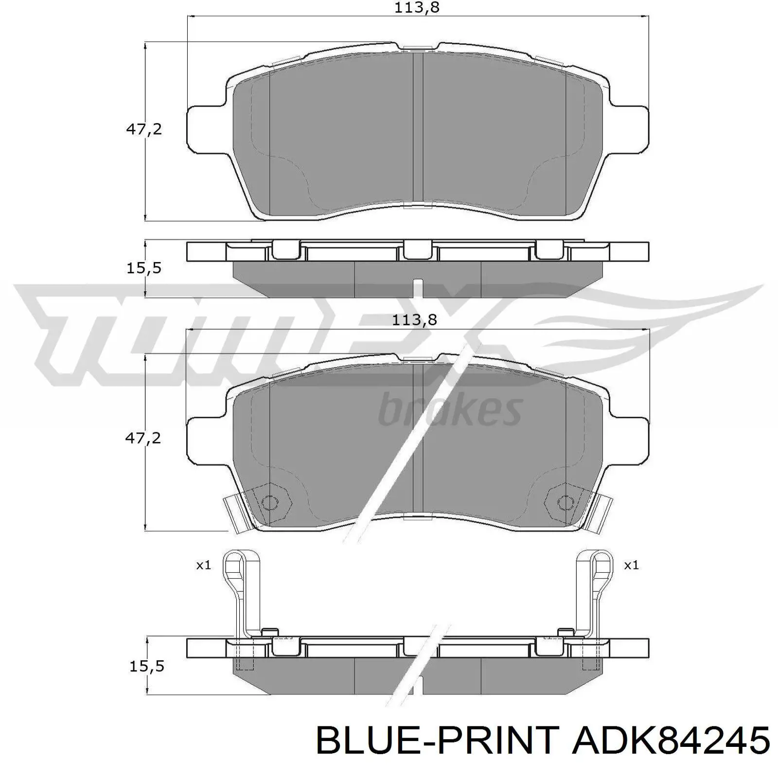 ADK84245 Blue Print sapatas do freio dianteiras de disco