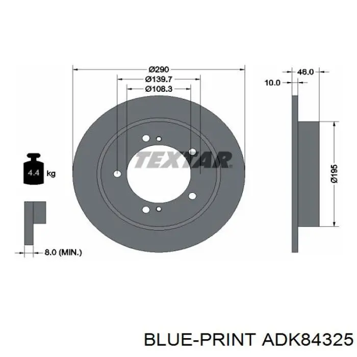 Передние тормозные диски ADK84325 Blue Print