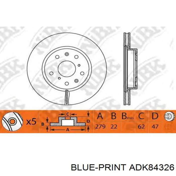 Передние тормозные диски ADK84326 Blue Print