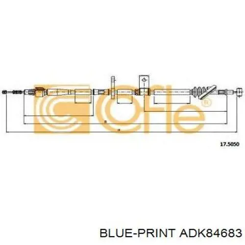Купить ADK84683 Blue Print Трос стояночного тормоза задний левый