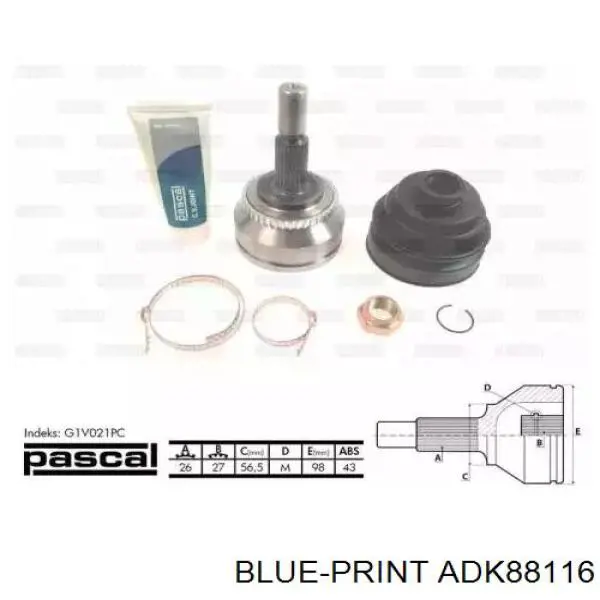 Fuelle, árbol de transmisión delantero interior ADK88116 Blue Print