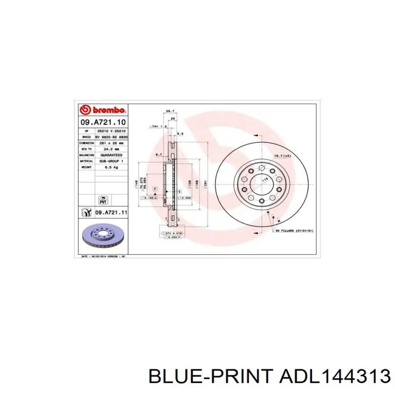 Передние тормозные диски C3D024ABEP ABE