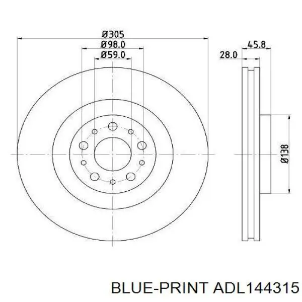 Передние тормозные диски ADL144315 Blue Print