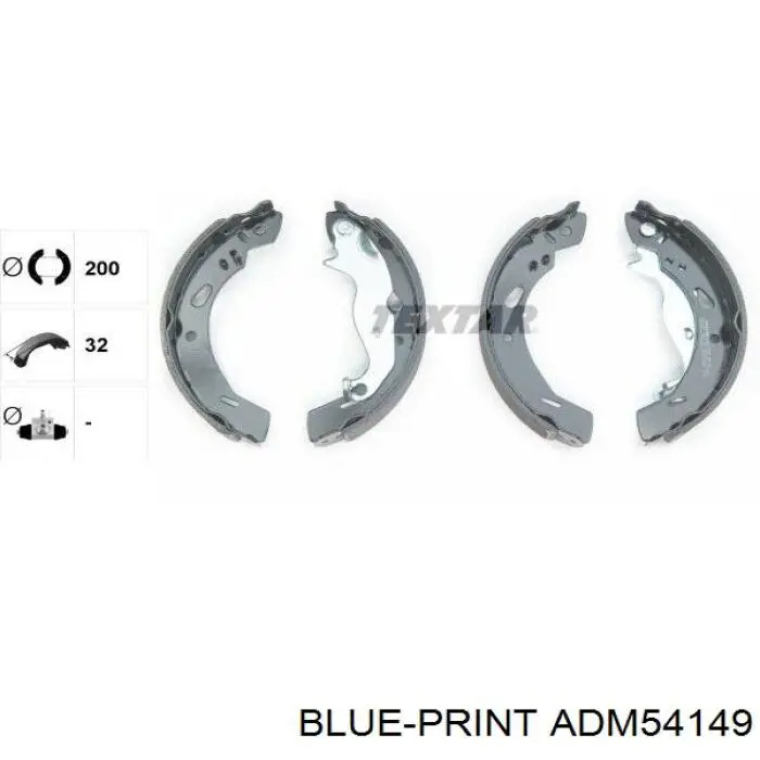 Купить ADM54149 Blue Print Задние барабанные тормозные колодки