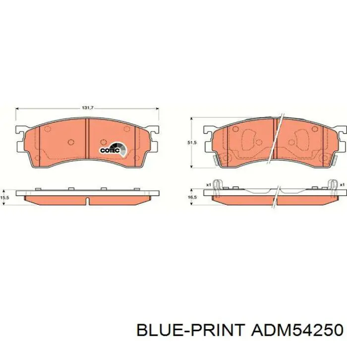 Передние тормозные колодки ADM54250 Blue Print
