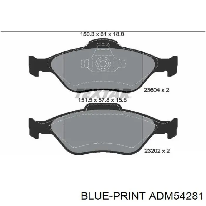 Передние тормозные колодки ADM54281 Blue Print
