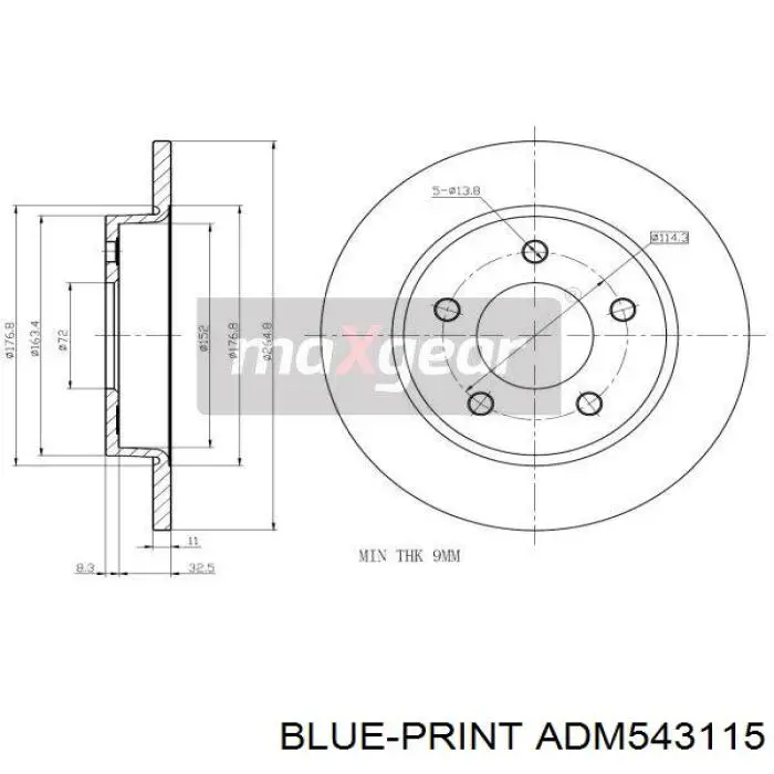 Задний тормозной диск Blue Print ADM543115 цена, от 26.01 USD