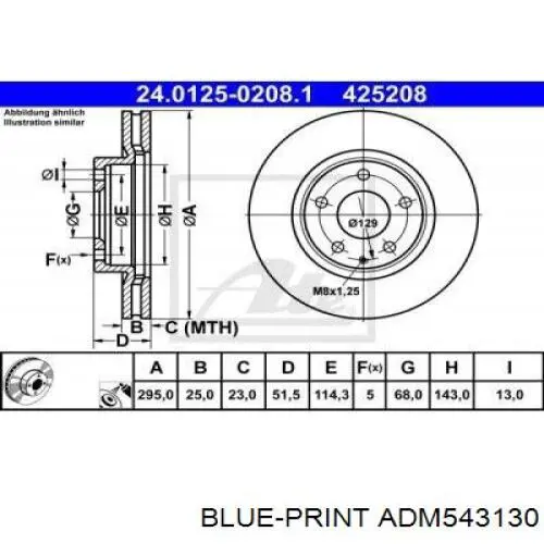 ADM543130 Blue Print Диск тормозной передний