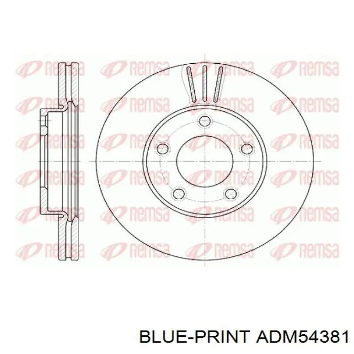 Передний тормозной диск Blue Print ADM54381