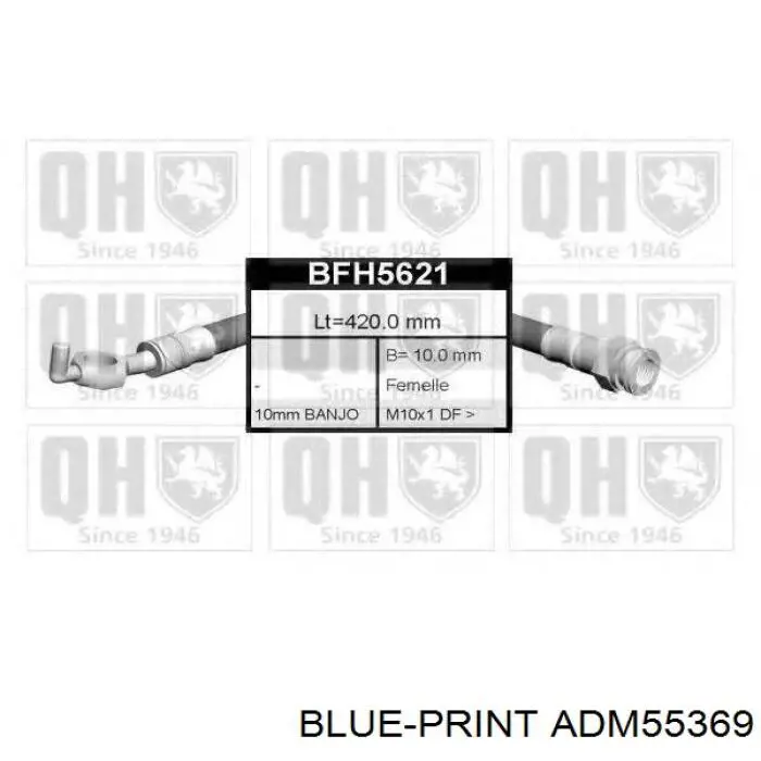 Шланг тормозной передний Blue Print ADM55369