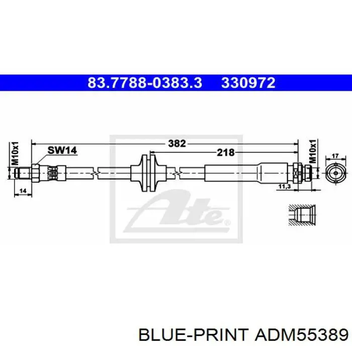 Купить ADM55389 Blue Print Шланг тормозной передний