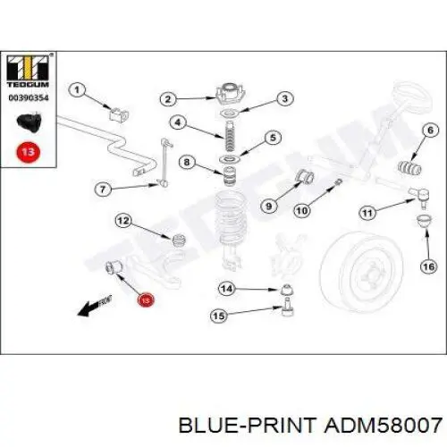 Купить ADM58007 Blue Print Сайлентблок нижний передней подвески