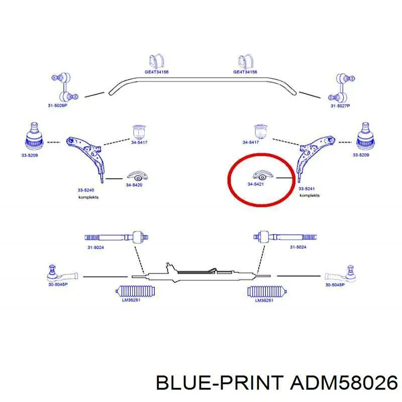 Сайлентблок передней подвески Blue Print ADM58026 цена, от 22.64 USD