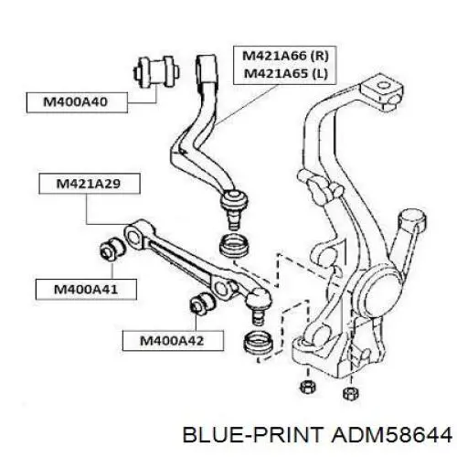ADM58644 Blue Print Рычаг передней подвески нижний, правый