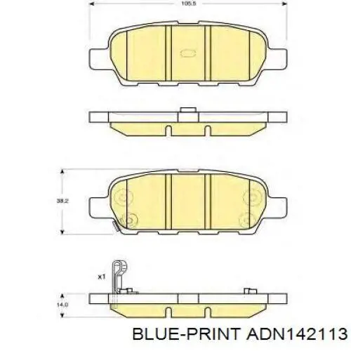 Задние тормозные колодки ADN142113 Blue Print