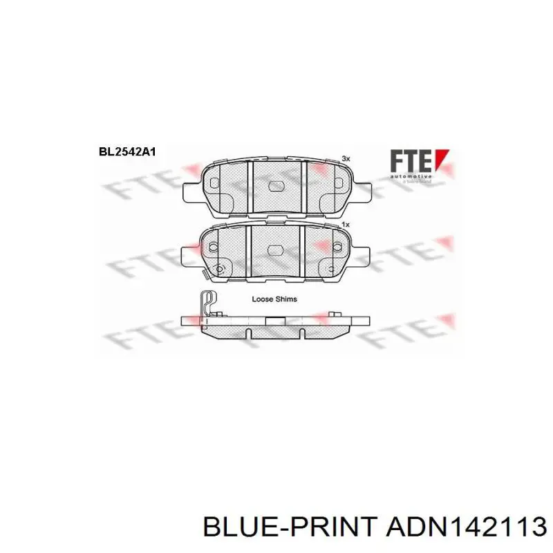 Купить ADN142113 Blue Print Колодки тормозные задние, дисковые