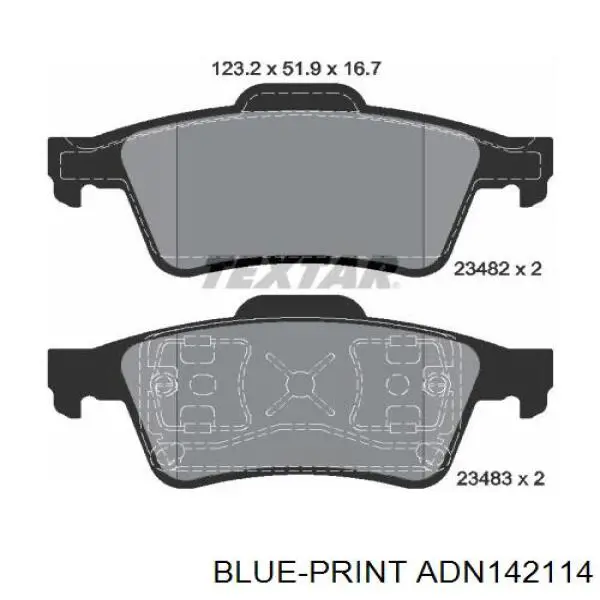 Купить ADN142114 Blue Print Колодки тормозные задние, дисковые
