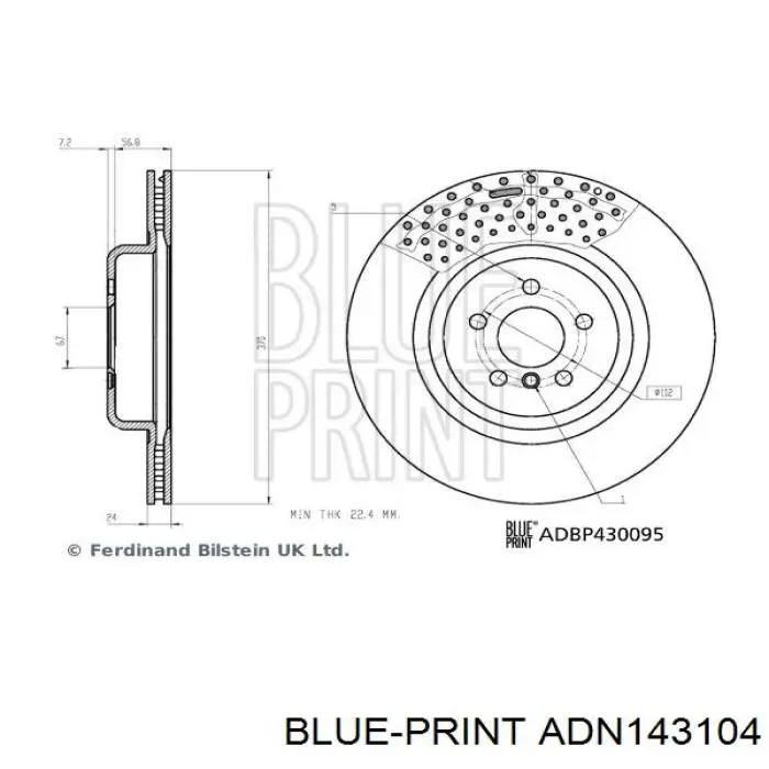 Задний тормозной диск Blue Print ADN143104 цена, от 30.48 USD