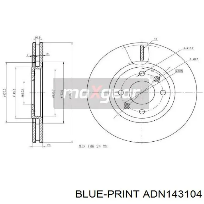 Тормозные диски ADN143104 Blue Print