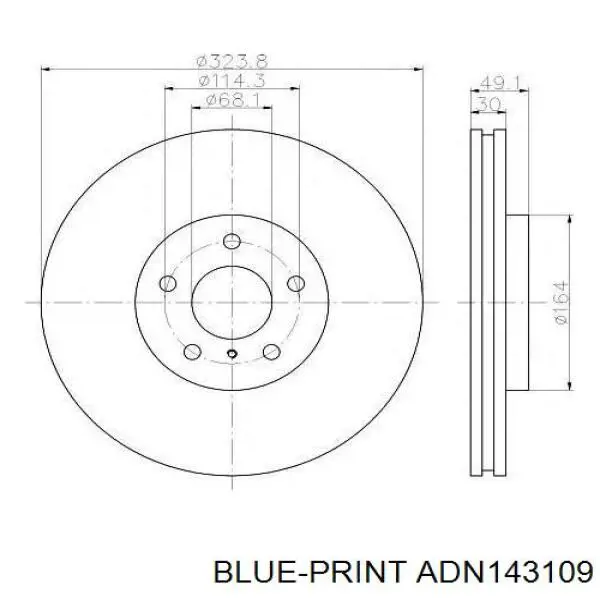 Тормоз дисковый передний Blue Print ADN143109 цена, от 73.14 USD