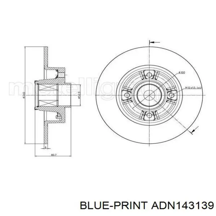 Диск гальмівний задній ADN143139 Blue Print