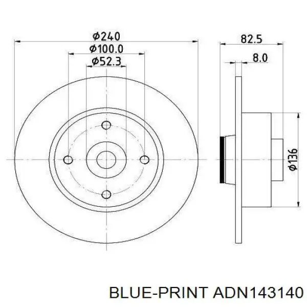 Задний дисковый тормоз Blue Print ADN143140