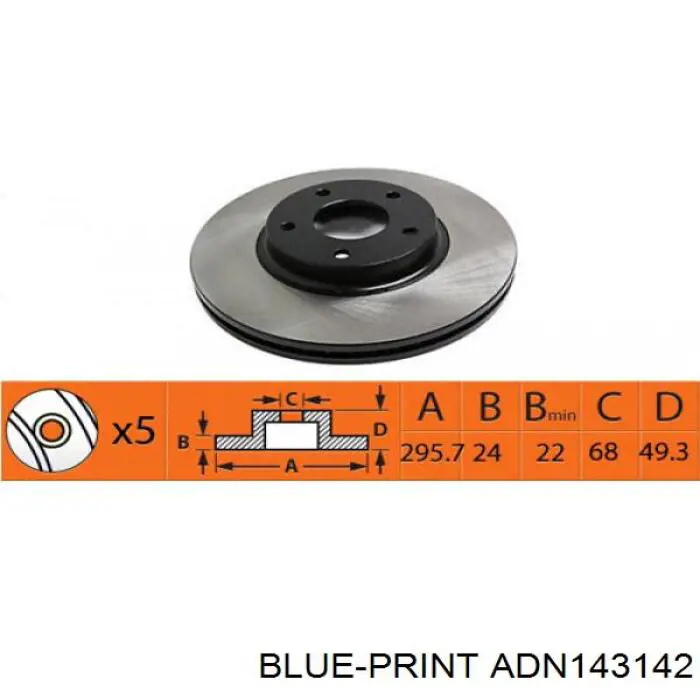 Передние тормозные диски ADN143142 Blue Print