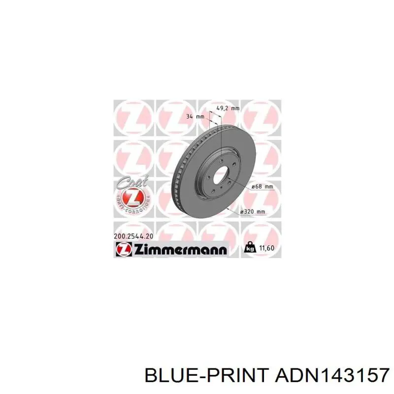 ADN143157 Blue Print Диск тормозной передний