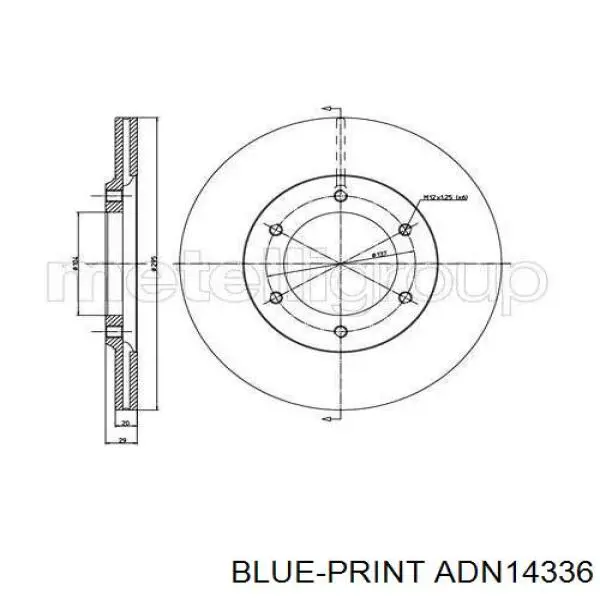 Freno de disco delantero ADN14336 Blue Print