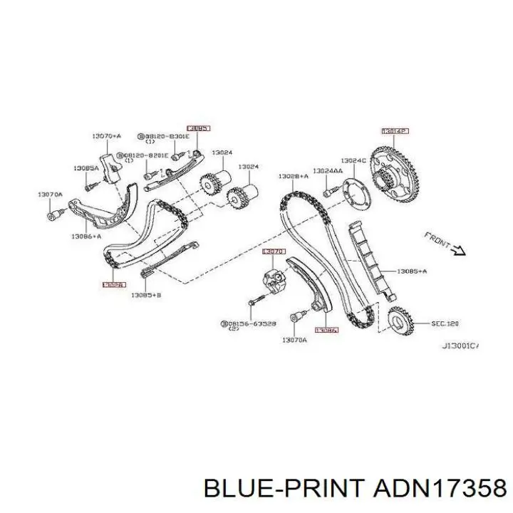 Комплект цепи ГРМ ADN17358 Blue Print