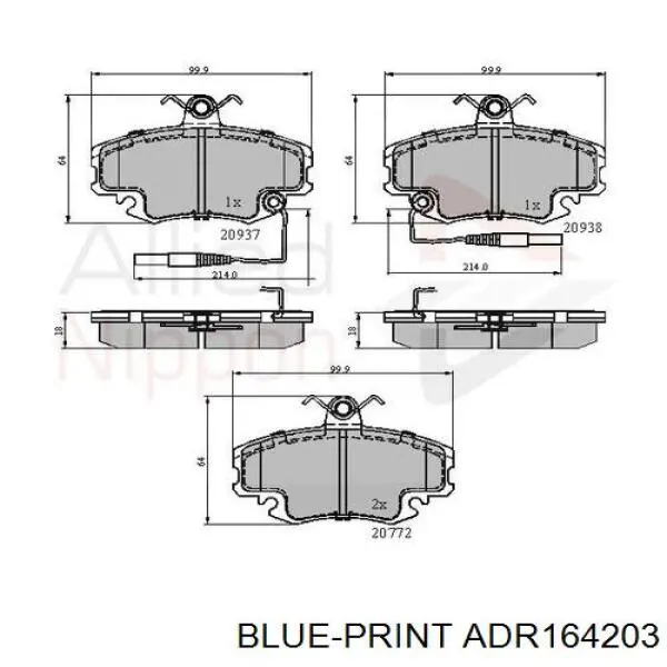 Передние тормозные колодки ADR164203 Blue Print