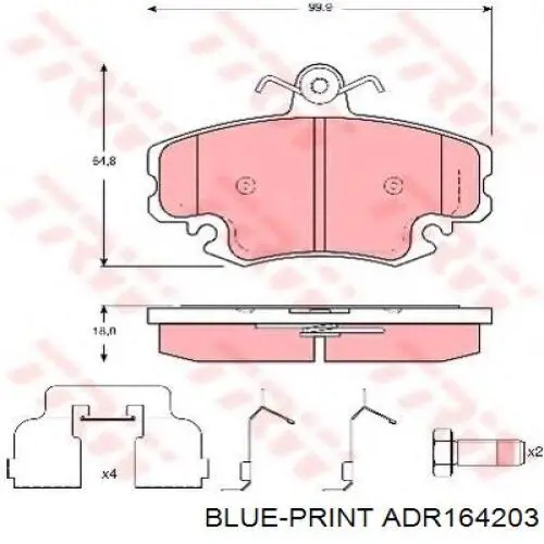ADR164203 Blue Print Колодки передние
