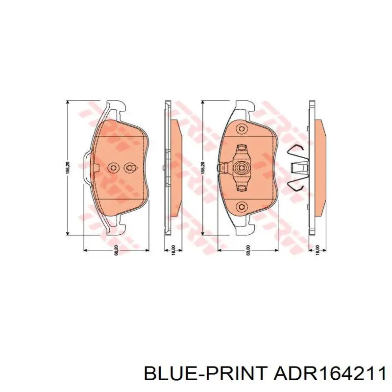 Pastillas de freno delanteras ADR164211 Blue Print