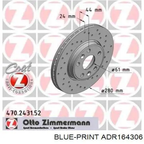 ADR164306 Blue Print Диск тормозной передний