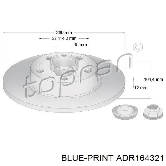 Диск гальмівний задній ADR164321 Blue Print