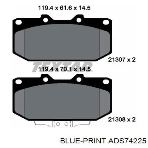 Колодки Blue Print ADS74225 цена, от 36.23 USD