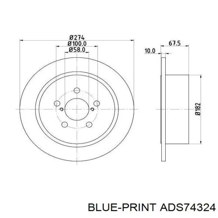 Тормозные диски ADS74324 Blue Print