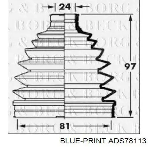 Пыльник ШРУСа передней полуоси наружный Blue Print ADS78113