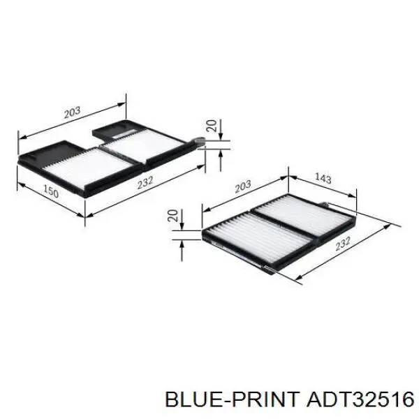 Купить ADT32516 Blue Print Фильтр салона угольный