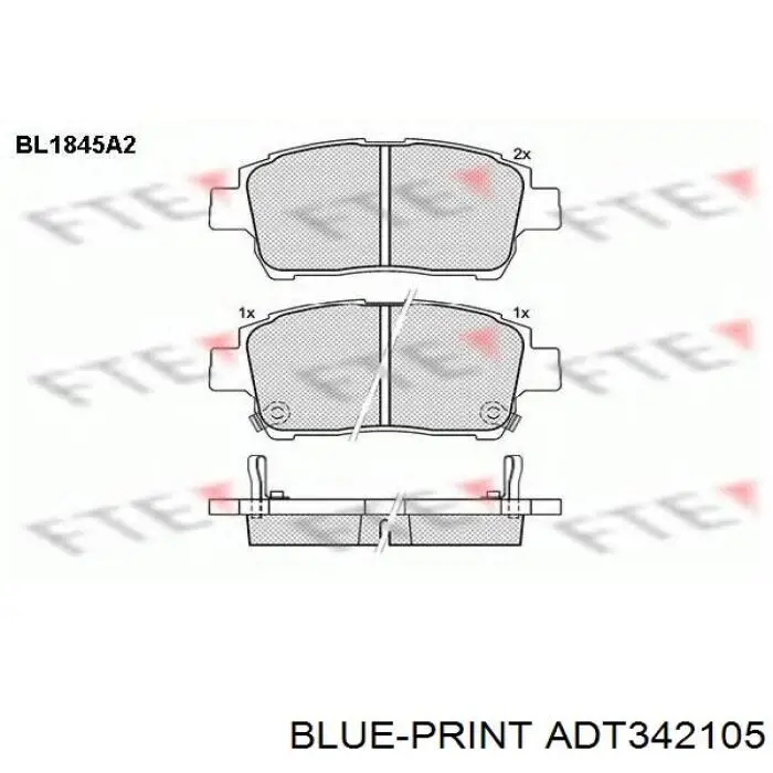 Передние тормозные колодки ADT342105 Blue Print