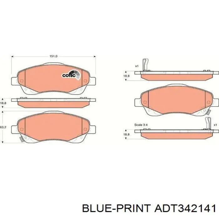 Колодки Blue Print ADT342141 цена, от 26.75 USD