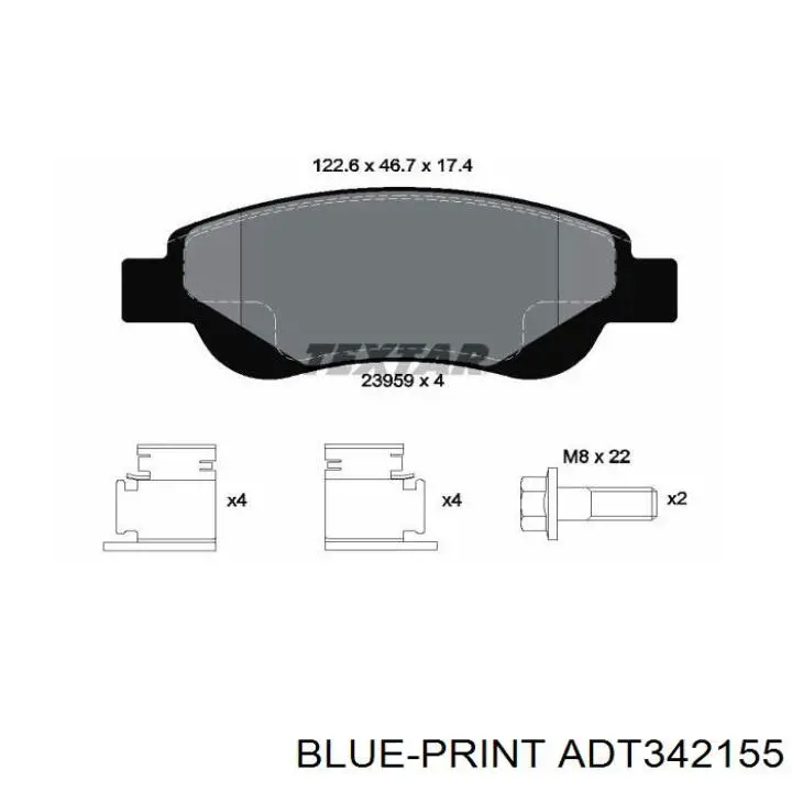 Купить ADT342155 Blue Print Колодки тормозные