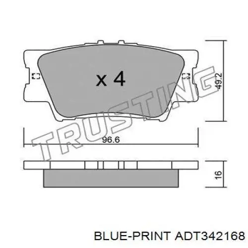 Задние дисковые колодки Blue Print ADT342168