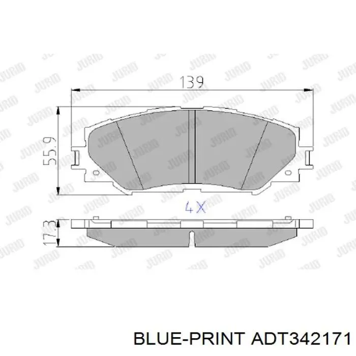 Купить ADT342171 Blue Print Колодки тормозные